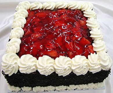 square strawberry cake